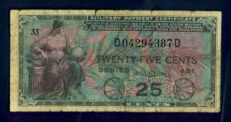 Banconota Stati Uniti U.S.A. 25 Cents 1951 -  MPC - Serie 481 ( Circolata) - Altri & Non Classificati