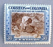 COLOMBIE, COLOMBIA Mineraux,, Or, Orpailleur Yvert N° 522, MNH, Neuf Sans Charniere, ** - Minéraux