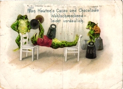 3 Card C1895 Pub Van Houten Chocolade (Deutsche Augsabe) Dressed Frogs Weight Lifting Pub Delacre Pub Louit - Van Houten