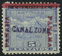 Neuf Avec Charnière N° 3, 5c Bleu Surcharge Panama, Puis Canal Zone, T.B. - Otros & Sin Clasificación