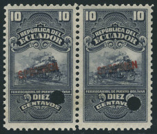 Neuf Sans Charnière N° 45, 10c Violet Train, Paire Hor. Perforé + Surcharge Spécimen, T.B. - Other & Unclassified