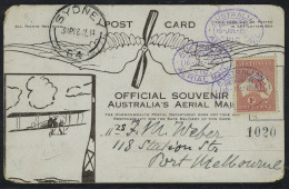 Lettre Inauguration Du Service Aérien Australie, Melbourne - Sydney, CP Illustrée Official Souvenir... - Other & Unclassified