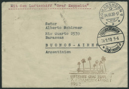 Lettre N°7+9+12+14a Affranchissement Au Verso D'un Zeppelin 7è SAF 1932 Pour L'Argentine. T.B. - Autres & Non Classés