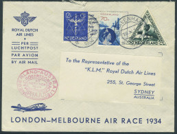 Lettre N° 10, + TP N° 234 Et 253 Sur L, Enveloppe Illustrée London-Melbourne Air Rce  1934,... - Autres & Non Classés