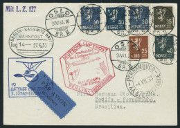 Lettre Zeppelin 3 SAF 1933, CP Càd Oslo 24.VI.33, Cachet Illustré Berlin - Friedrichshafen + Cachet... - Autres & Non Classés