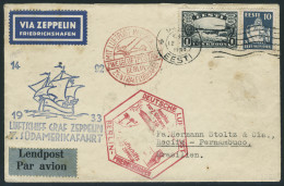 Lettre Zeppelin 7 SAF 1933, L. Càd Tallinn 12.IX.33, Càd De Transit Berlin 12.9.33 Pour Recife... - Autres & Non Classés