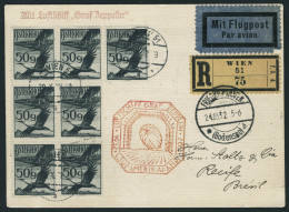 Lettre Zeppelin 9 SAF 1932, CP Rec. De Wien 20.X.32, Càd De Transit Friedrichshafen 24.10.32, Pour Recife,... - Other & Unclassified