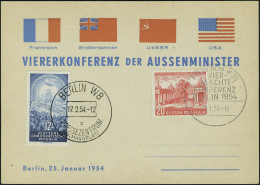 Lettre N° 104, Sur CP Illustrée Viererkonferenz .., Càd FDC 25.1.54 + TP De RDA N° 147 Obl Du... - Sonstige & Ohne Zuordnung