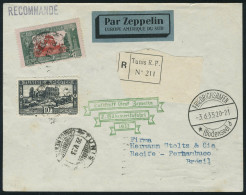 Lettre Zeppelin 2ème SAF 1933, LR De Tunis 29.V.33, Càd De Transit Friedrischshafen 3.6.33 Pour... - Otros & Sin Clasificación