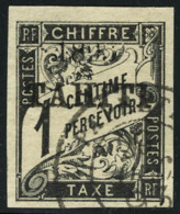 Oblitéré N° 14, 1c Noir Tahiti 1893, Superbe, Signé. - Autres & Non Classés