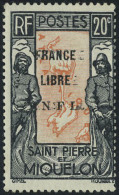 Neuf Sans Charnière N° 285, 20c Noir Et Rouge Orange, Surcharge France Libre FNLF Double, T.B.... - Autres & Non Classés