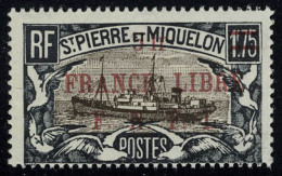 Neuf Sans Charnière N° 245b, 5f Sur 1.75 France Libre, Surcharge Rouge, Type Différent,  T.B.... - Sonstige & Ohne Zuordnung