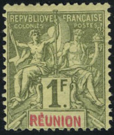 Neuf Avec Charnière N° 44a, 1f Olive Double Légende Réunion T.B. - Otros & Sin Clasificación