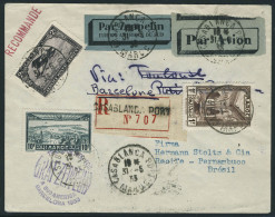 Lettre Zeppelin A Sud América Barcelona 1933, LR De Casablanca 31.5.33 Pour Récife Pernambuco, Via... - Other & Unclassified