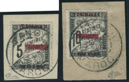 Oblitéré N° 9 + 10, 5c Et 10c Noir, Sur 2 Fgt, Càd De Tanger 1893 Complet, T.B.... - Otros & Sin Clasificación