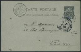 Lettre N° 9A. Entier Postal, Type Groupe 10c Noir Et Bleu, CàD Ouidah 23 Janv 07, Pour Paris. T.B. - Autres & Non Classés