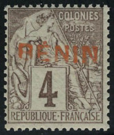 Neuf Sans Charnière N° 3, 4c Lilas Brun Sur Gris, Surcharge Rouge Type IV, Non émis, T.B.... - Sonstige & Ohne Zuordnung