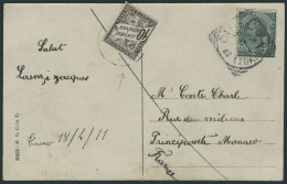 Lettre N°4. 10c Brun Obl. S/C.P. D'Italie Insuffisamment Affranchie. T.B. - Autres & Non Classés