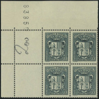 Neuf Sans Charnière N° 56, 35c Vert Armoiries, Bloc De 4, Cdf Avec Numéro, Superbe - Sonstige & Ohne Zuordnung