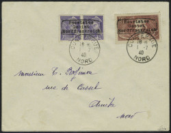 Lettre N° 2, 40c Violet, Paire Hor. Surchargée Dunkerque + N° 330 Même Surcharge Sur L Obl.... - Other & Unclassified