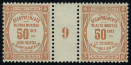 Neuf Sans Charnière N° 47, 50c Rouge Paire Hor Millésime 9, 1ex Cl, T.B. Rare - Other & Unclassified