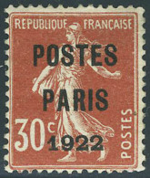 Gomme Non Originale N° 32, 30c Rouge Postes Paris 1922, GNO T.B. - Other & Unclassified