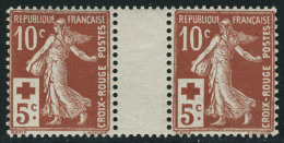 Neuf Sans Charnière N° 147, 10c + 5c Croix Rouge, Paire Hor. Interpanneau, T.B. - Other & Unclassified