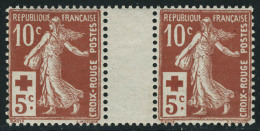 Neuf Sans Charnière N° 147, 10c + 5c Croix Rouge, Paire Hor. Interpanneau, T.B. - Autres & Non Classés