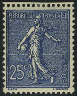 Neuf Avec Charnière N° 132b, 25c Semeuse Lignée, Bleu Noir, Cl, T.B. - Autres & Non Classés