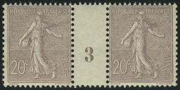 Neuf Sans Charnière N° 131, 20c Brun Lilas, Paire Millésime 3, T.B. - Other & Unclassified