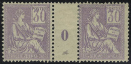 Neuf Avec Charnière N° 115, 30c Violet Type Mouchon, Paire Hor. Millésime 0, T.B. - Other & Unclassified