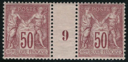 Neuf Sans Charnière N° 98, 50c Rose, Paire Millésime 9, Centrage Parfait, Superbe - Sonstige & Ohne Zuordnung