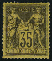 Neuf Avec Charnière N° 93, 35c Violet Noir Sur Jaune, Très Bien Centré, T.B. - Autres & Non Classés