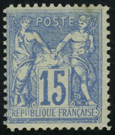 Neuf Avec Charnière N° 90f, 15c Bleu Faux De Chalon, Cl, T.B. - Autres & Non Classés