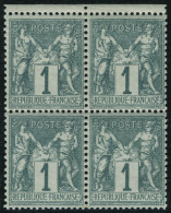 Neuf Sans Charnière N° 61, 1c Vert, Bloc De 4, Centrage Parfait, Bdf, Superbe. - Sonstige & Ohne Zuordnung