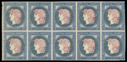 Neuf Sans Gomme Projet Gaiffe 1876, 1c Bleu Effigie Rose, Bloc De 10 (5ex Léger Pli) Maury. - Autres & Non Classés