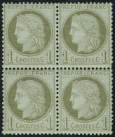 Neuf Avec Charnière N° 50, 1c Vert Olive, Bloc De 4 Dont 2ex Neufs **, T.B. - Sonstige & Ohne Zuordnung