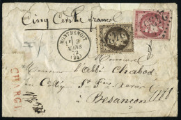 Lettre N° 49 + 30 Sur L, Cachet Chargé Et Mention Manuscrite Cinq Cent Francs, Càd Montbenoit 3... - Otros & Sin Clasificación