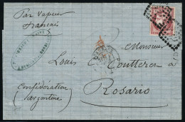 Lettre N° 49. 80c Obl S/L De Bordeaux, Pour Rosario Argentine, T.B. Signé Roumet,  Maury. - Other & Unclassified