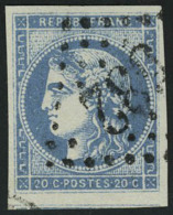 Oblitéré N° 45C, 20c Bleu, Type II, Report 3, Belles Marges Dont 1 Voisin, Superbe - Other & Unclassified