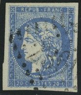 Oblitéré N° 44Ba, 20c Bleu Foncé Type I, Report 2, T.B. Signé A Brun - Other & Unclassified