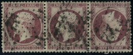 Oblitéré N° 24b, 80c Rose Foncé, Tête Bêche Dans Une Bande Hor. De 3 Timbres,... - Sonstige & Ohne Zuordnung