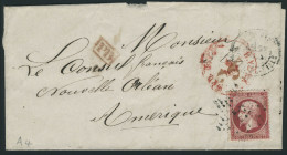 Lettre N° 24, 80c Rose Seul Sur L. Obl. étoile Muette + Càd Peu Lisible, Pour La Nouvelle... - Autres & Non Classés