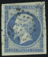 Oblitéré N° 14Ba, 20c Type II, Bleu Sur Vert, Obl Légère, T.B. - Other & Unclassified