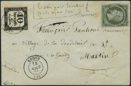 Lettre N° 11, 1c Olive Ayant Déjà Servi Sur L Taxée Avec Timbres (Taxe N°2) De Redon... - Other & Unclassified