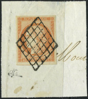 Fragment N° 5a, 40c Orange Vif Obl Sur Grand Fragment, Superbe, Signé Brun - Andere & Zonder Classificatie