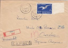 SEAGULL, STAMPS ON REGISTERED COVER, 1963, ROMANIA - Covers & Documents