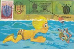 SWIMMING, WORLD UNIVERSITY GAMES, CM, MAXICARD, CARTES MAXIMUM, 1981, ROMANIA - Schwimmen