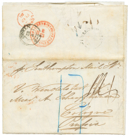 1858 SEEBRIEF PER ENGLAND UND AACHEN In Red + BUENOS-AYRES On Reverse Of Entire Letter(7 Pages) From MONTEVIDEO To GERMA - Uruguay
