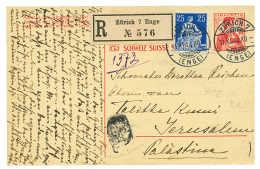 11.11.1914 REGISTERED Card From ZURICH SWITZERLAND To JERUSALEM With Negativ Cachet. Rare Mail During The WAR. Vvf. - Palestine